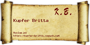 Kupfer Britta névjegykártya